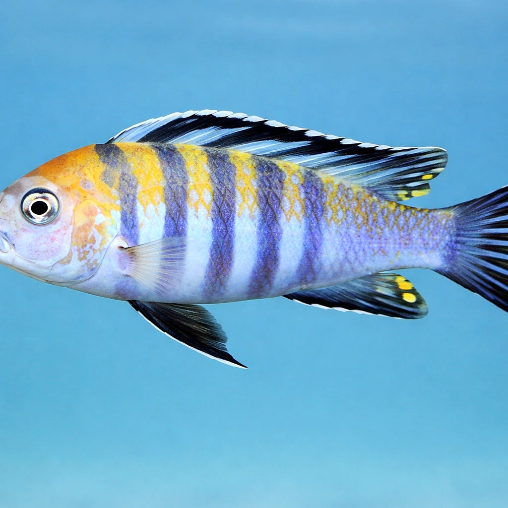 Cynotilapia afra red top — Dogtooth Cichlid (Cynotilapia afra) — AI side clean view