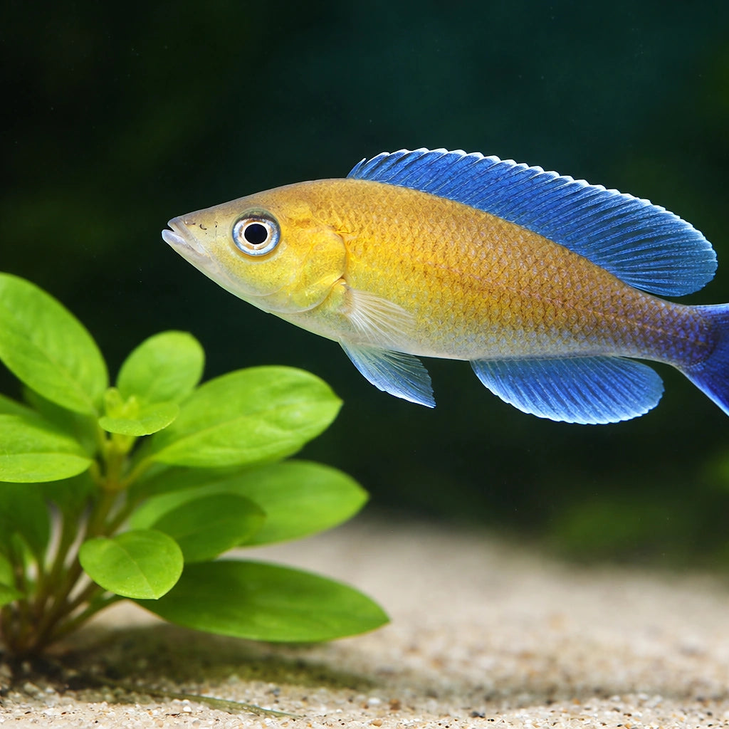Cyprichromis lept. jumbo turquise flame 3 - — tropical fish for sale UK — AI scale plant view