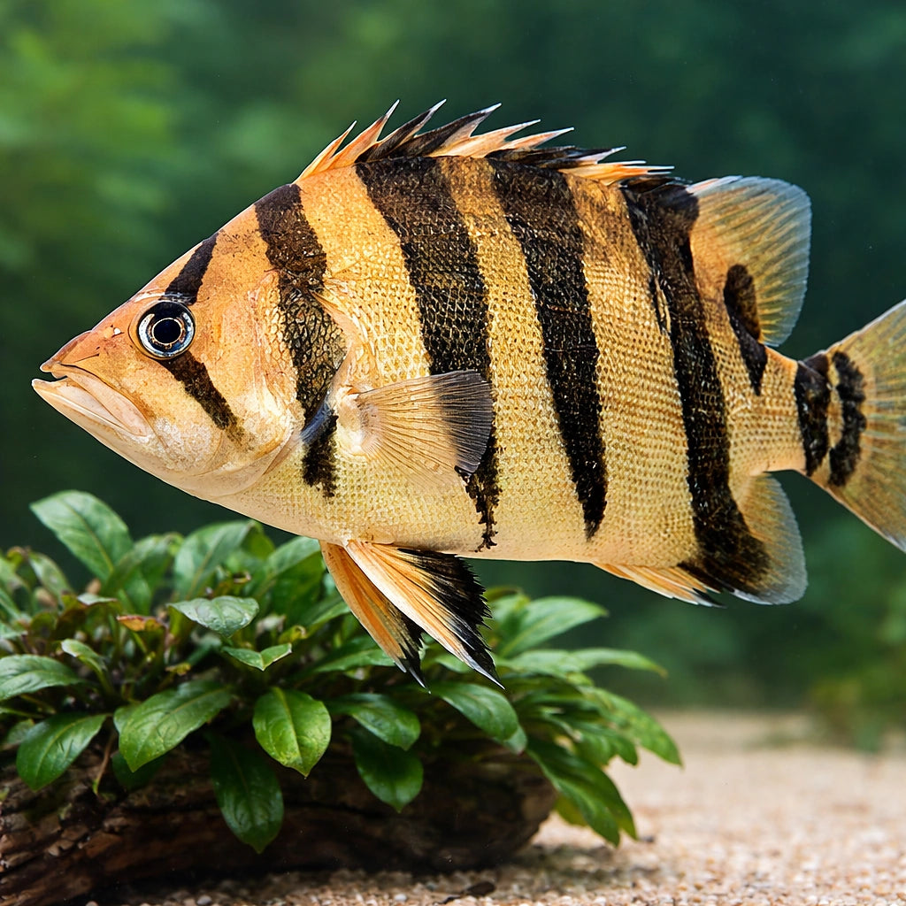 Datnioides qadrifasciatus 4 - — tropical fish for sale UK — AI scale plant view