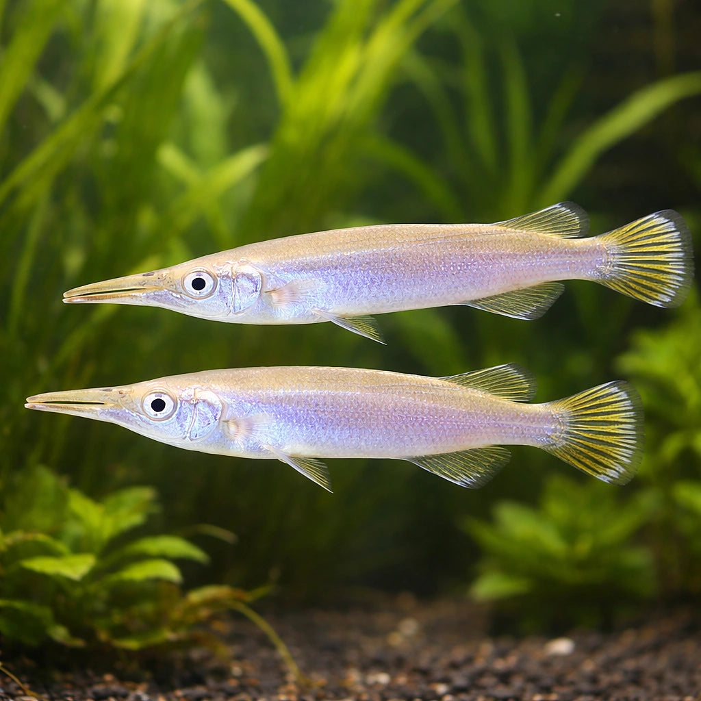 Dermogenys sp. silver 4 - — tropical fish for sale UK — AI pair planted view