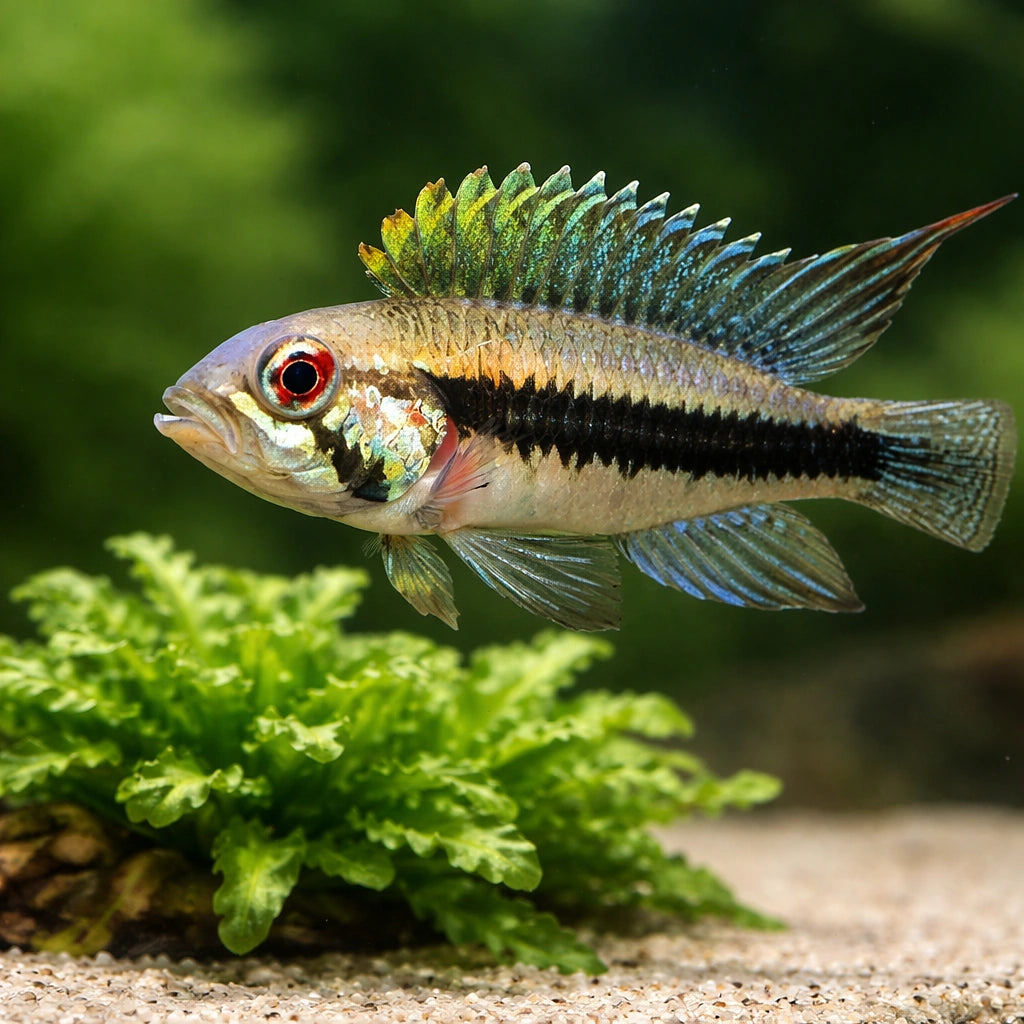 Diplotaenia Dwarf Cichlid — tropical fish for sale UK — AI scale plant view