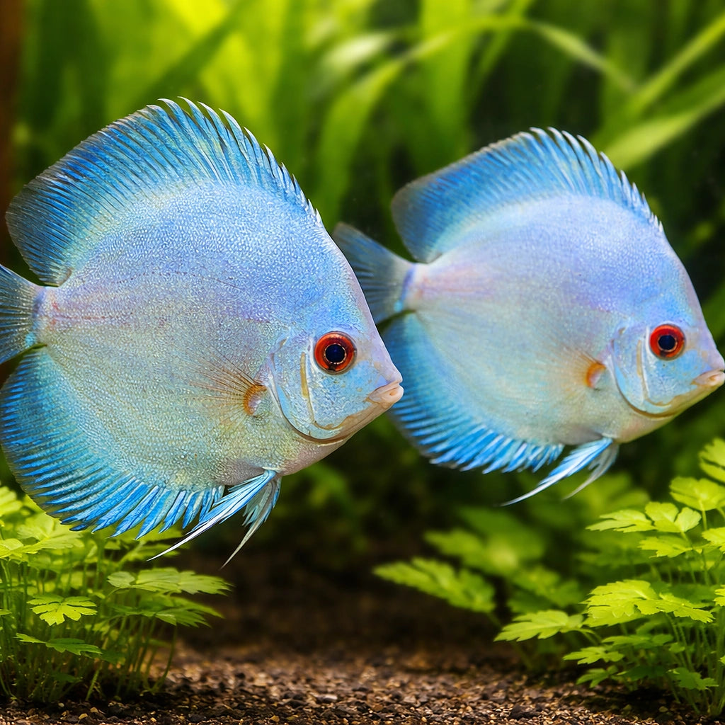 Discus blue diamant — tropical fish for sale UK — AI pair planted view