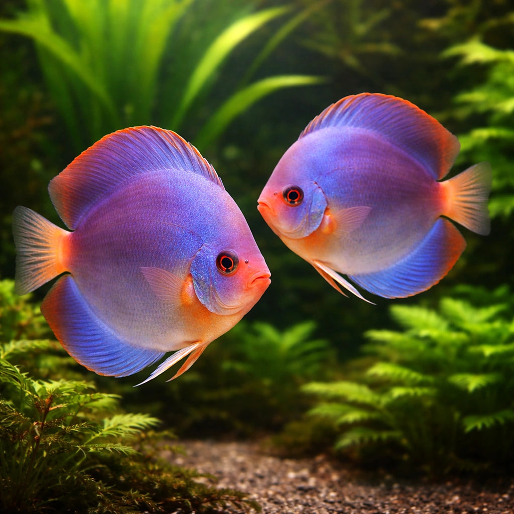Discus blue — tropical fish for sale UK — AI pair planted view
