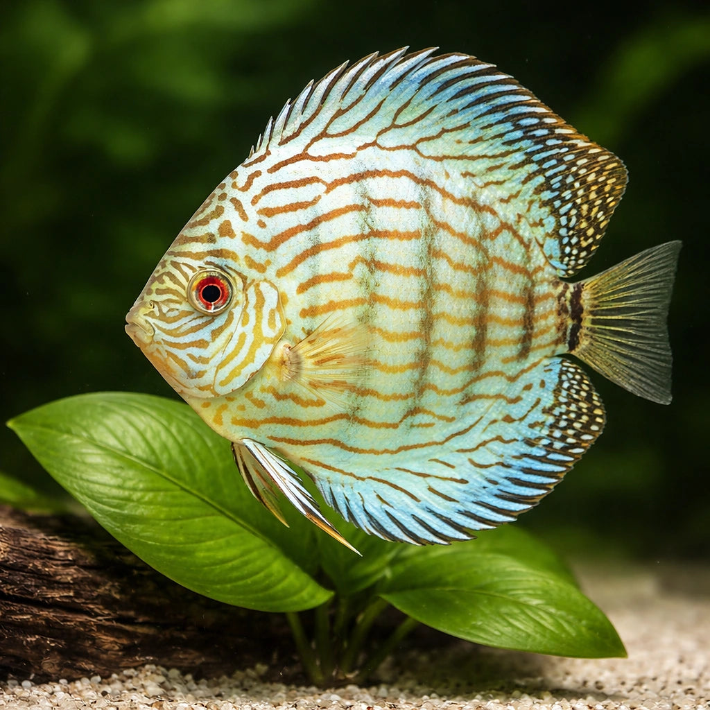 Discus blue turquoise — tropical fish for sale UK — AI scale plant view