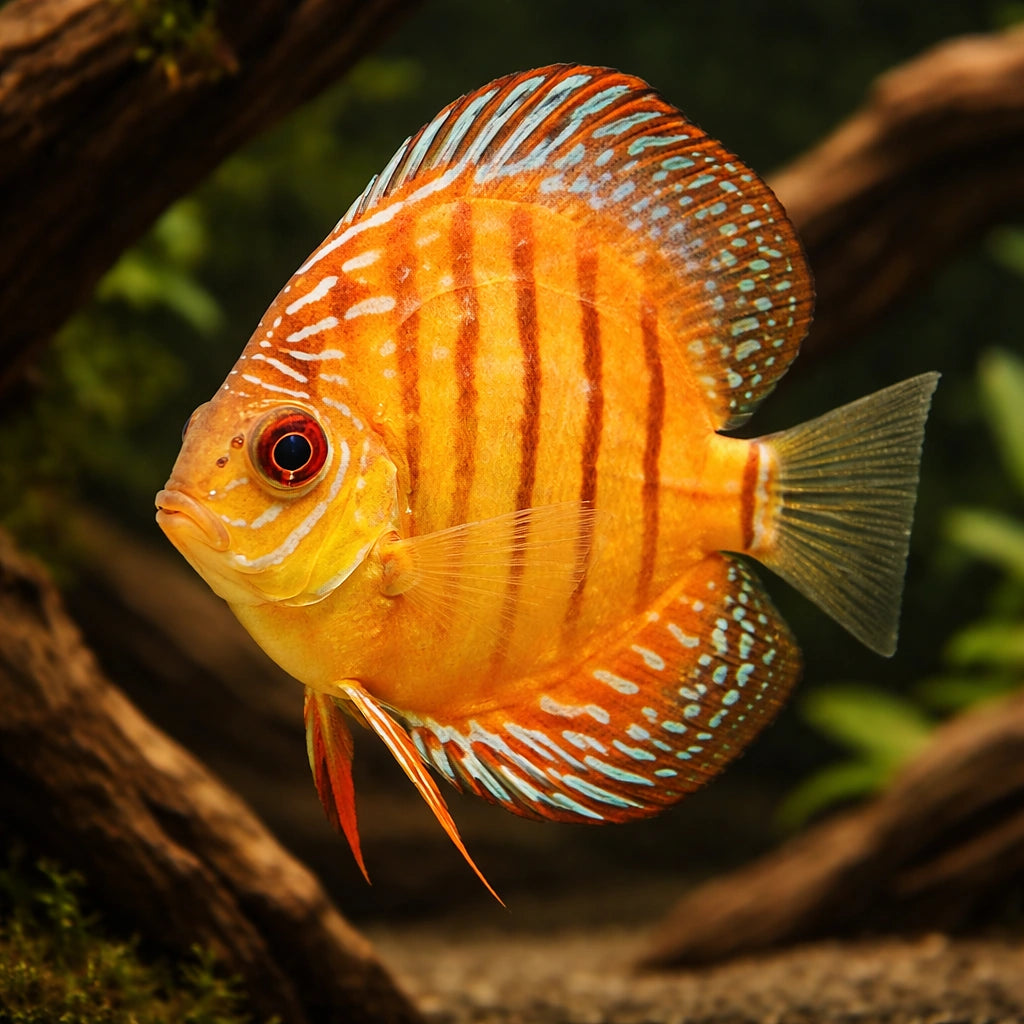 Discus brown — tropical fish for sale UK — AI hero driftwood view