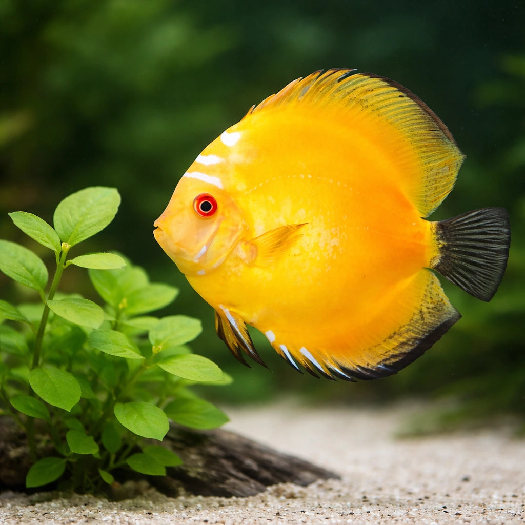 Discus golden pigeon — tropical fish for sale UK — AI scale plant view