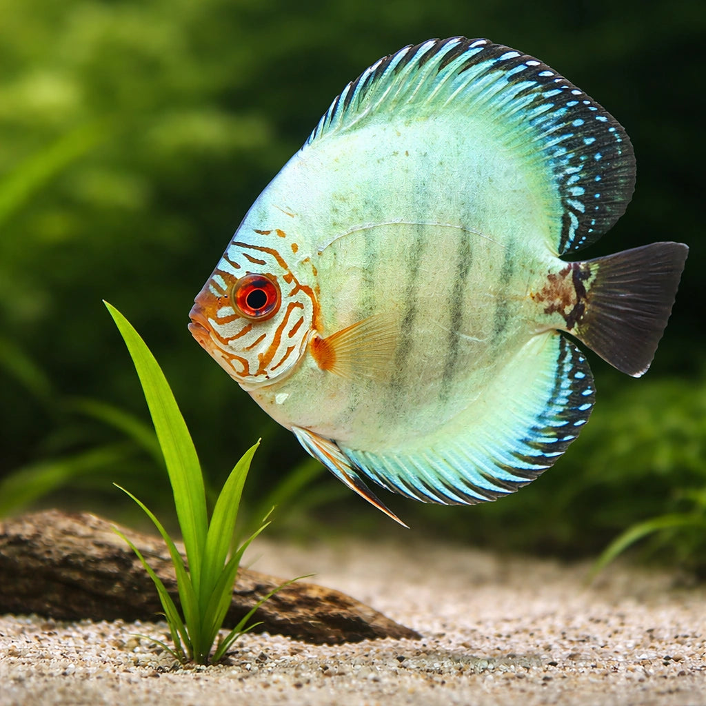 Discus neon blue — tropical fish for sale UK — AI scale plant view