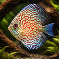 Discus red pearl — tropical fish for sale UK — AI hero driftwood view