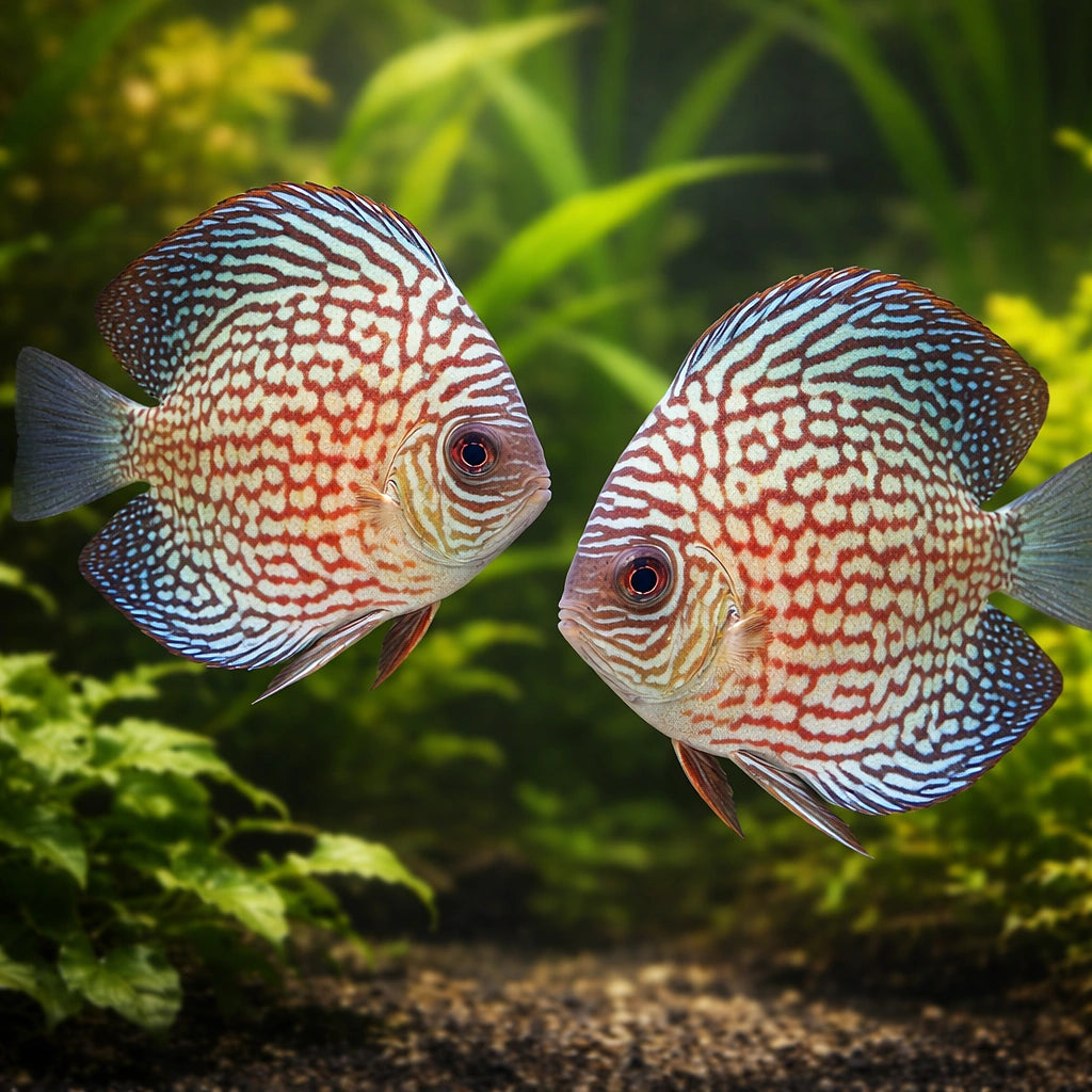 Discus red pearl — tropical fish for sale UK — AI pair planted view