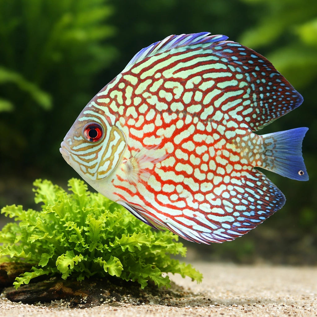 Discus red pearl — tropical fish for sale UK — AI scale plant view