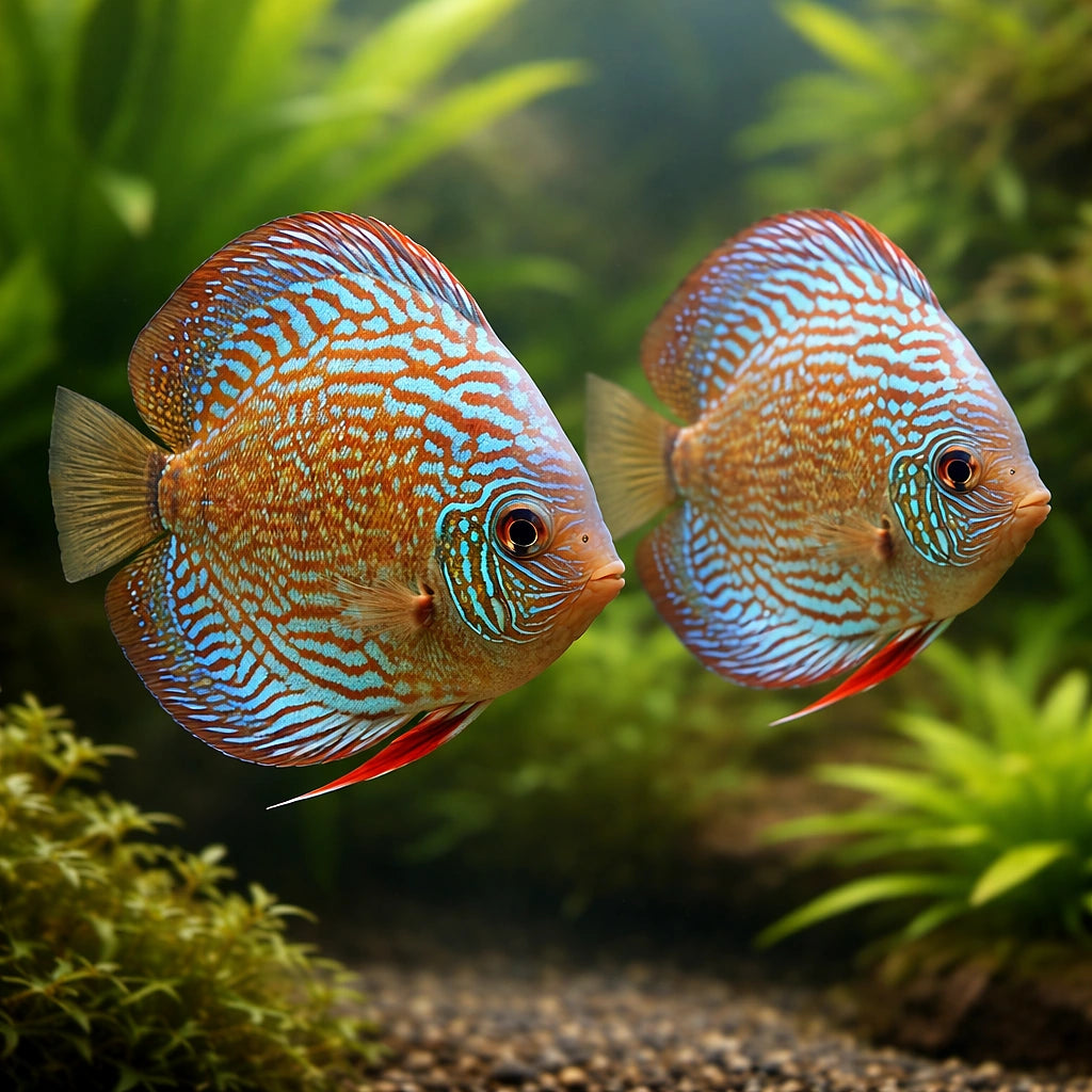 Discus royal blue — tropical fish for sale UK — AI pair planted view