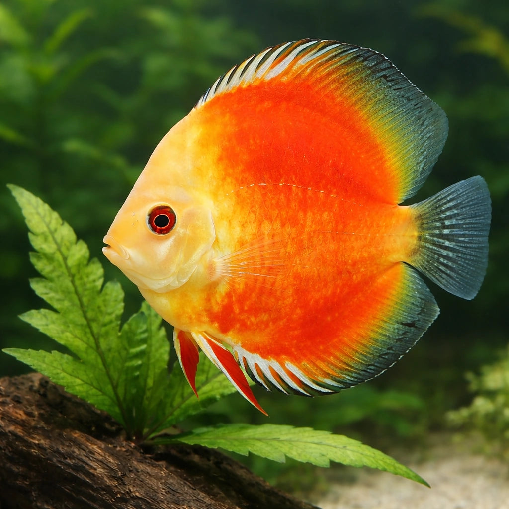 Discus yellow face red marlboro — tropical fish for sale UK — AI scale plant view
