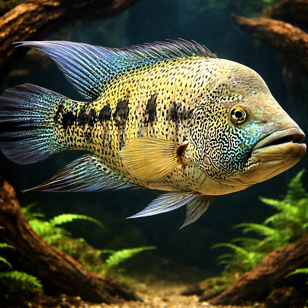 Dovii´s Cichlid — tropical fish for sale UK — AI hero driftwood view