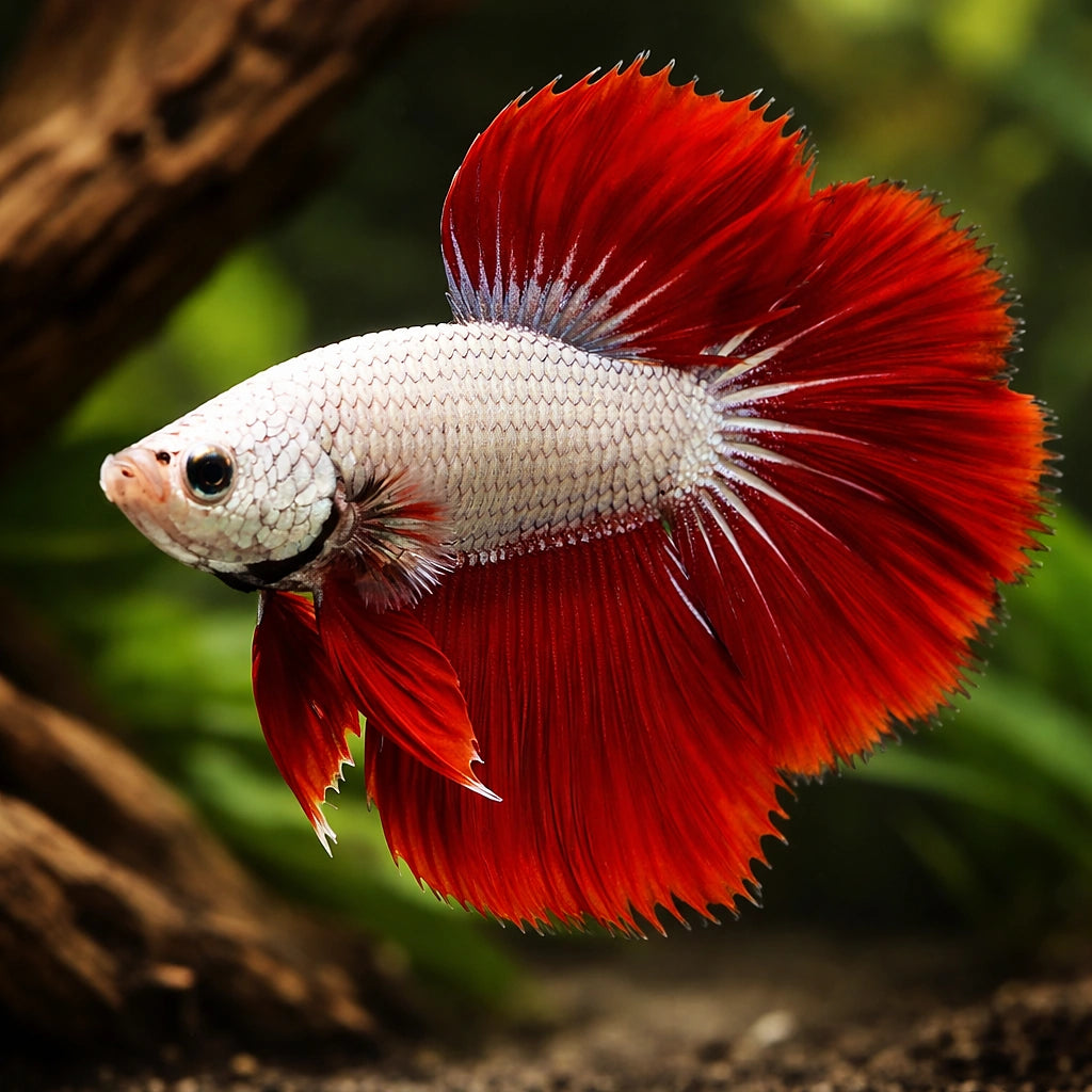 Dragon Scale Betta — tropical fish for sale UK — AI hero driftwood view