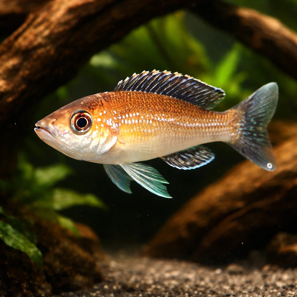 Dull Slender Cichlid — tropical fish for sale UK — AI hero driftwood view