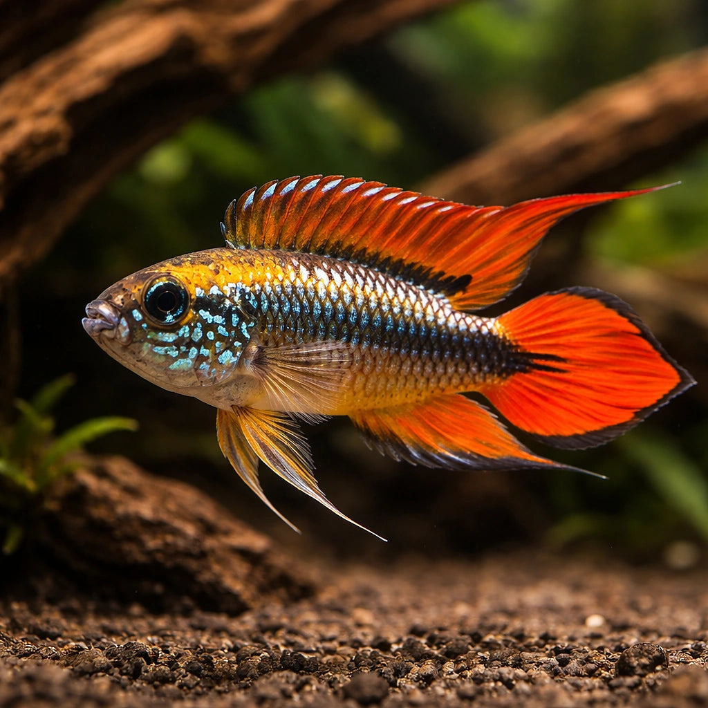 Agassiz' Dwarf Cichlid double red — Apistogramma agassizii “Double Red” - UK (Apistogramma agassizii) — Vibrant Apistogramma…