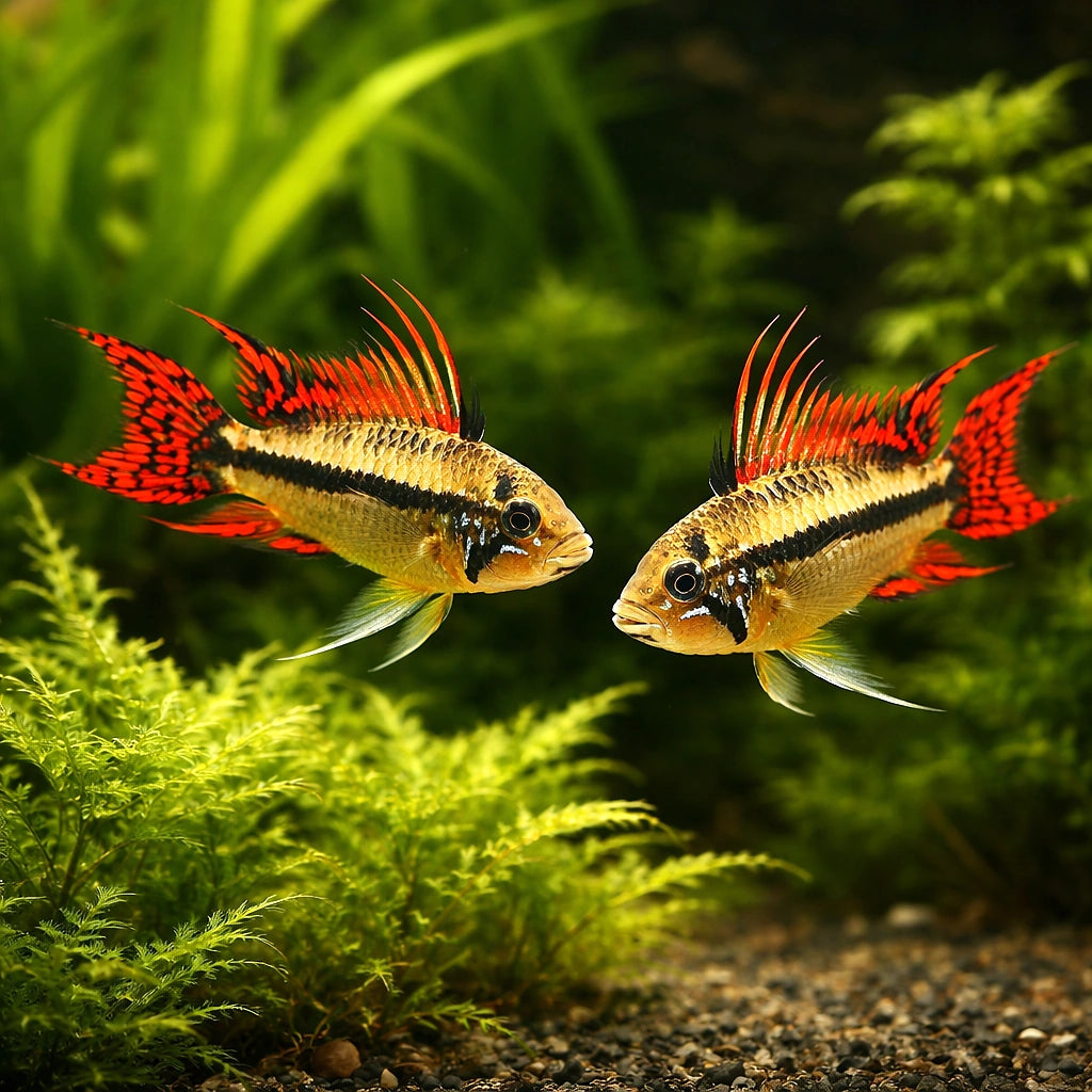 Cacadu Dwarf Cichlid double red — Cockatoo Dwarf Cichlid (Apistogramma cacatuoides) (Apistogramma cacatuoides) — A popular…