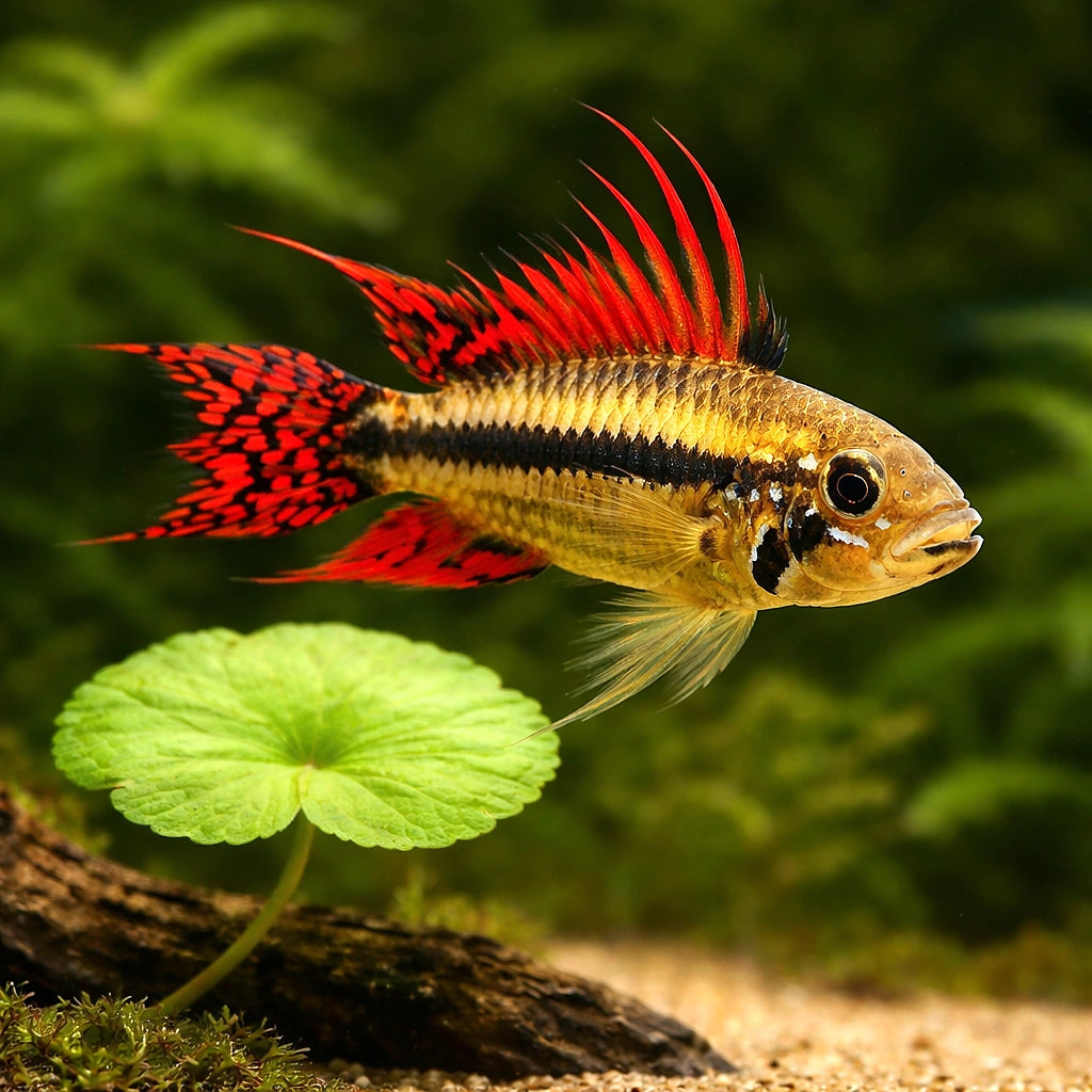 Cacadu Dwarf Cichlid double red — Cockatoo Dwarf Cichlid (Apistogramma cacatuoides) (Apistogramma cacatuoides) — A popular…