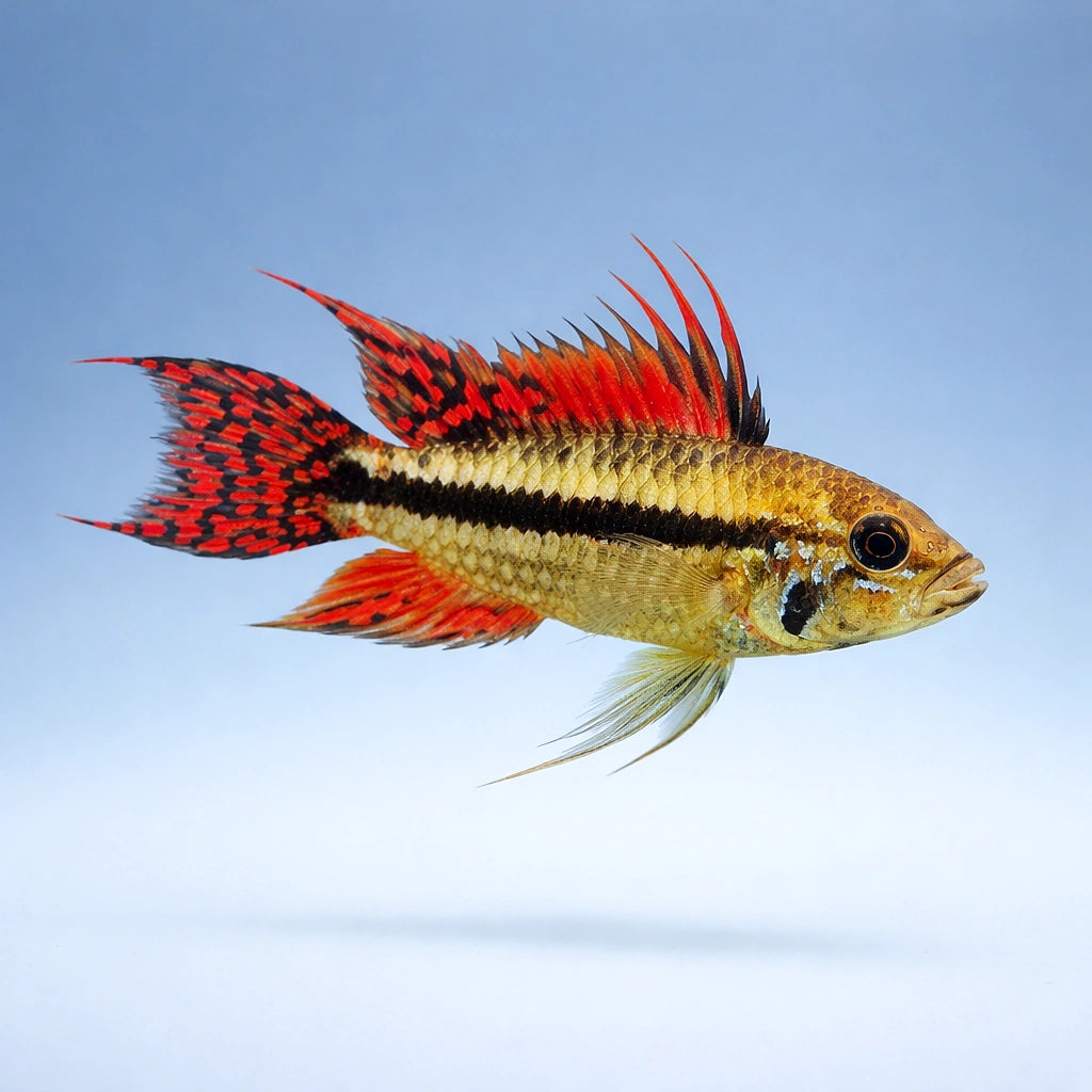 Cacadu Dwarf Cichlid double red — Cockatoo Dwarf Cichlid (Apistogramma cacatuoides) (Apistogramma cacatuoides) — A popular…