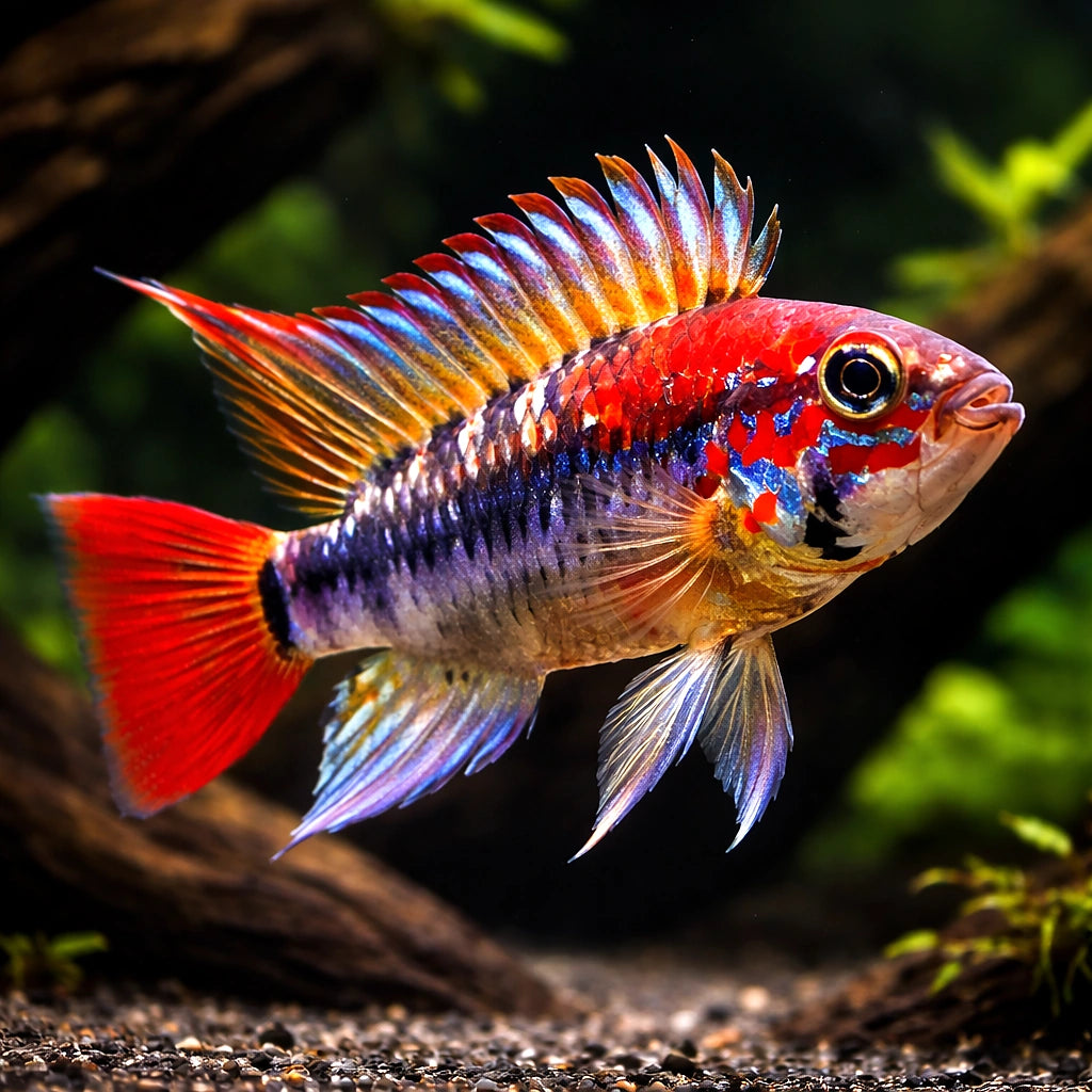 Red-Tailed Dwarf Cichlid red mask — Apistogramma macmasteri Red Mask - Dwarf Cichlid UK (Apistogramma macmasteri) — Add the…