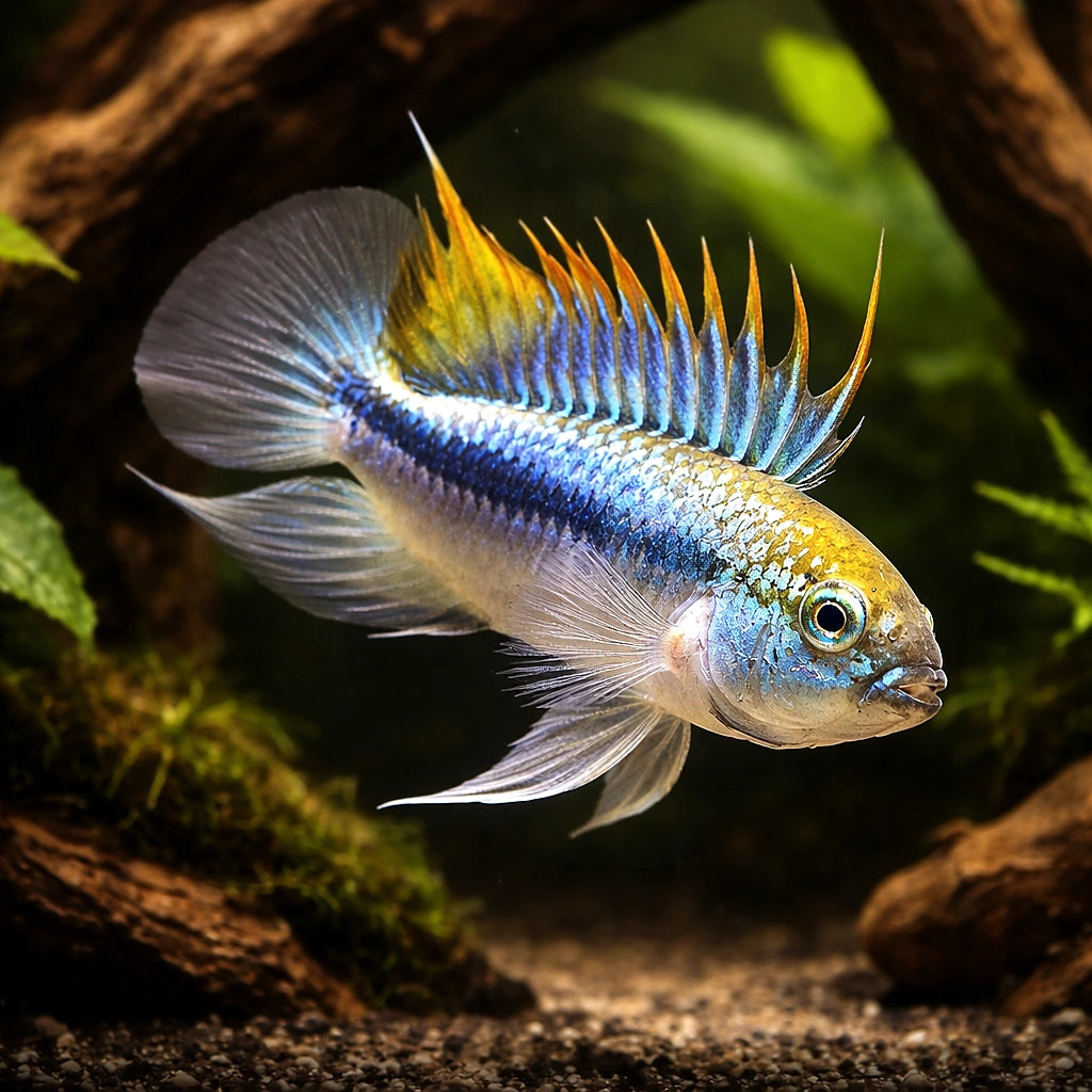 Trifasciata Dwarf Cichlid Apistogramma trifasciatum 2.5-3 cm (Apistogramma trifasciatum) — A stunning South American dwarf…