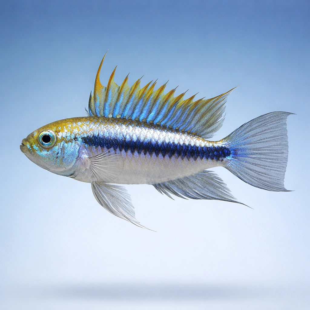 Trifasciata Dwarf Cichlid Apistogramma trifasciatum 2.5-3 cm (Apistogramma trifasciatum) — A stunning South American dwarf…