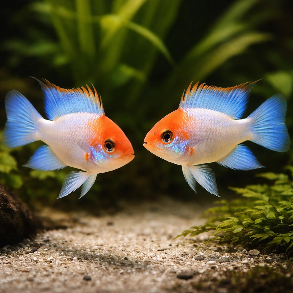 Electric Blue Ram — Blue Red Head Ramirezi Dwarf Cichlid - UK (Mikrogeophagus ramirezi) — Striking Blue Red Head Ramirezi…