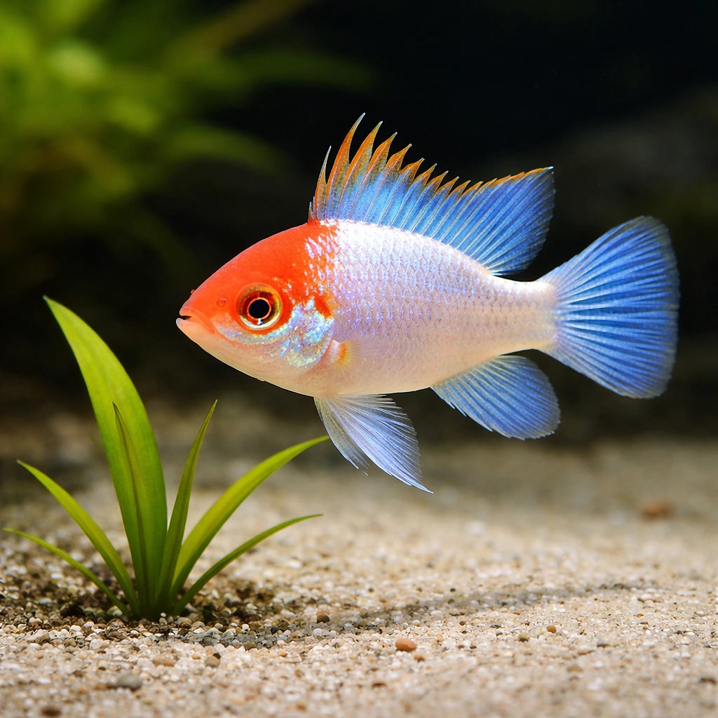 Electric Blue Ram — Blue Red Head Ramirezi Dwarf Cichlid - UK (Mikrogeophagus ramirezi) — Striking Blue Red Head Ramirezi…