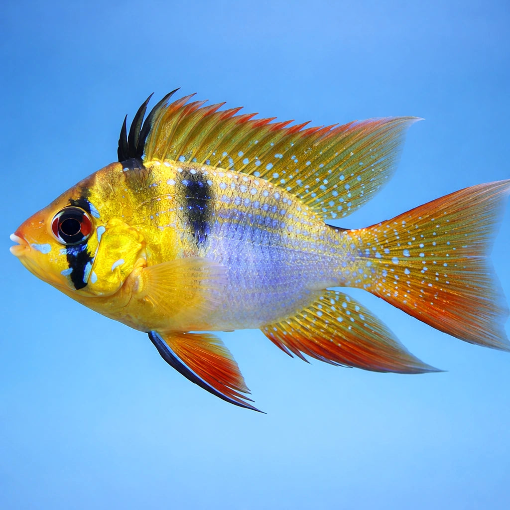 Ramirez Dwarf Cichlid balloon — Mikrogeophagus Ramirezi Balloon - UK (Mikrogeophagus ramirezi) — Striking Balloon Ram dwarf…