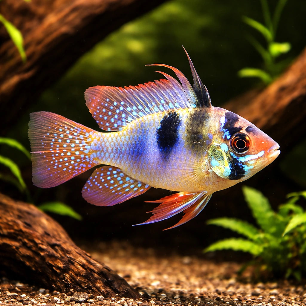 Assorted Ram — Mikrogeophagus Ramirezi «Blue Brilliant» - UK (Mikrogeophagus ramirezi) — Stunning Blue Brilliant dwarf…
