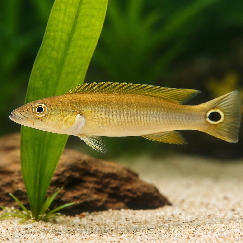 Dwarf Pike Cichlid, Two-Spoted — tropical fish for sale UK — AI scale plant view