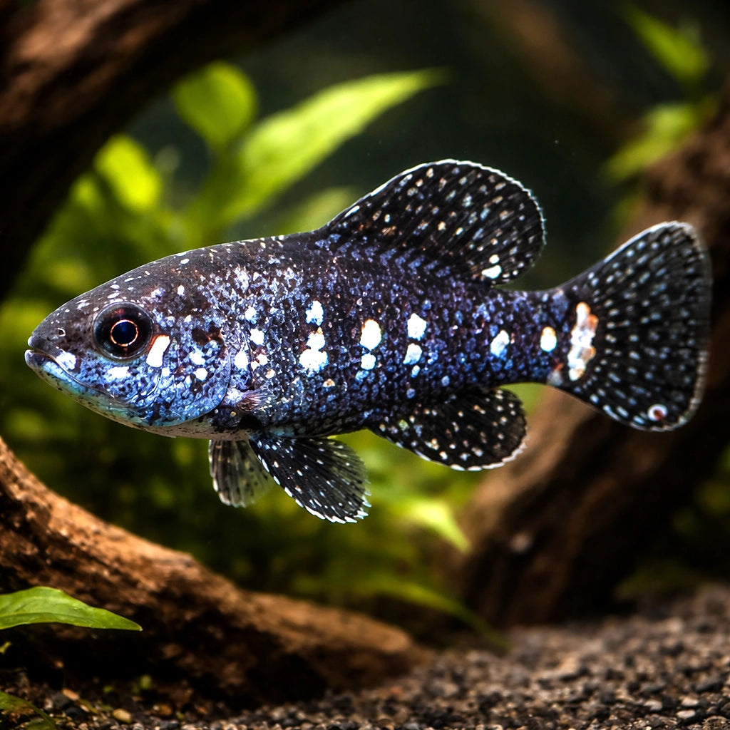Dwarf Sunfish, Pygmy Sunfis — tropical fish for sale UK — AI hero driftwood view