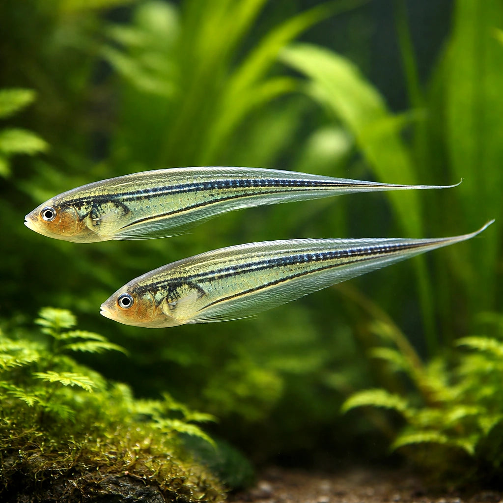 Eigenmannia virescens 10 - — tropical fish for sale UK — AI pair planted view