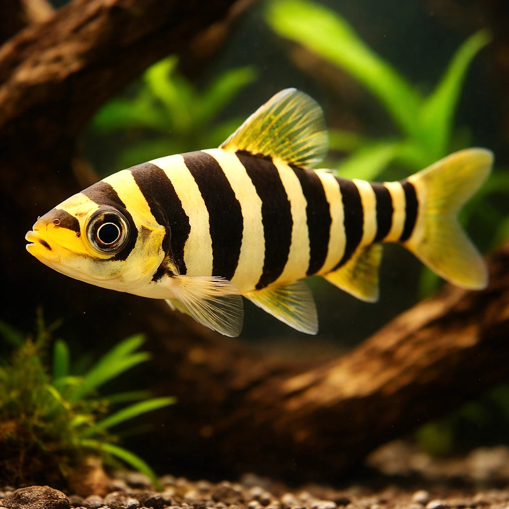 Eight-Banded Leporinus — tropical fish for sale UK — AI hero driftwood view