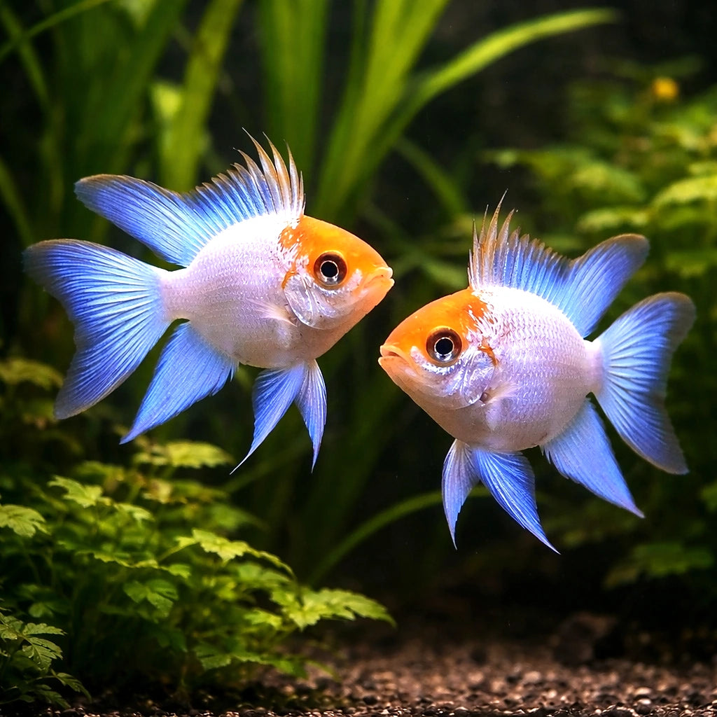 Electric Blue Balloon Ram — Dwarf Cichlid for sale UK — AI pair planted view
