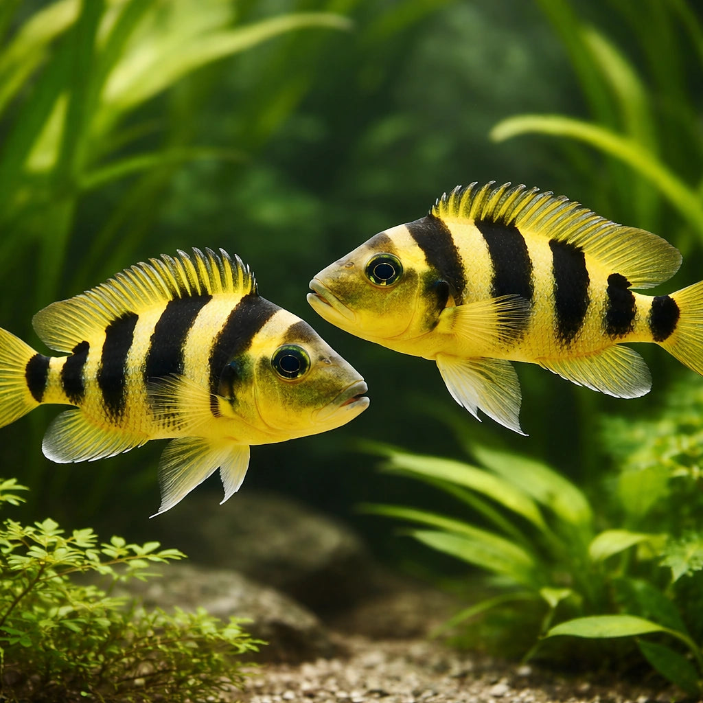 Elongatus, Elongate Lamprol — tropical fish for sale UK — AI pair planted view