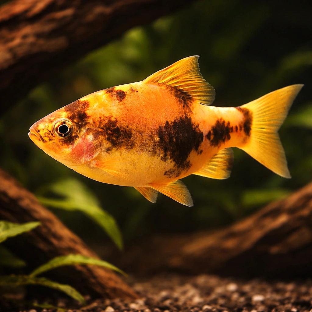 Ember Barb, Panda Barb — tropical fish for sale UK — AI hero driftwood view