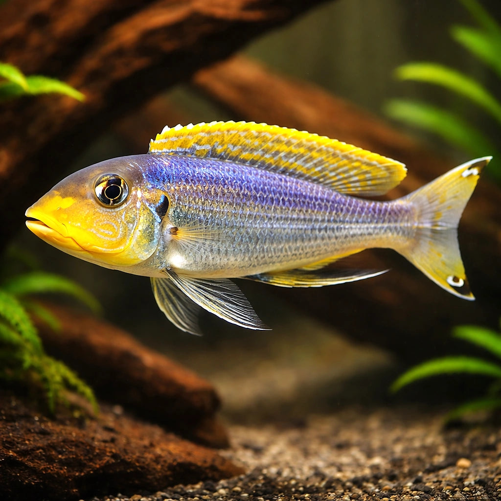 Enantiopus melanogenys kilesa 3 - — tropical fish for sale UK — AI hero driftwood view