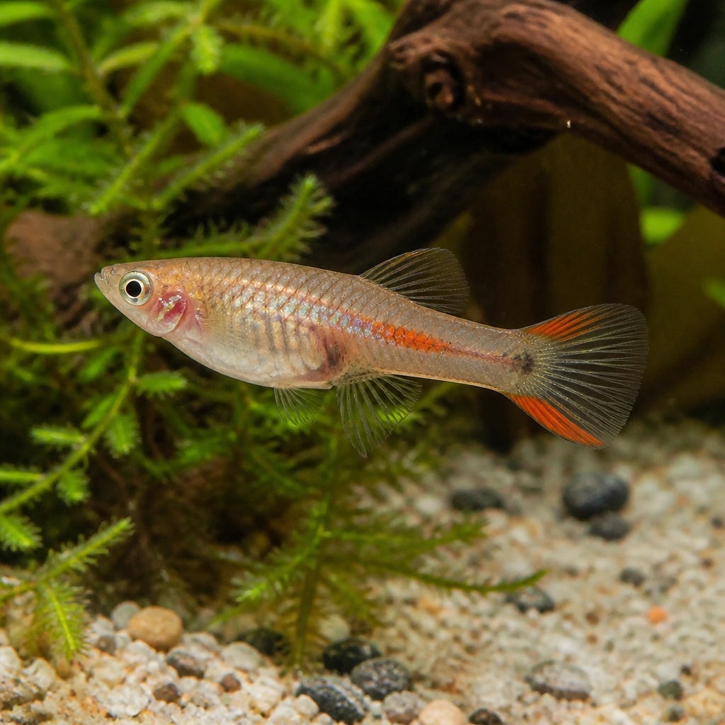 Red Dwarf Guppy - Male &amp; Female - Poecilia Reticulata X Wingei - Livebearer — Endler Guppies for sale UK — AI natural aquarium view