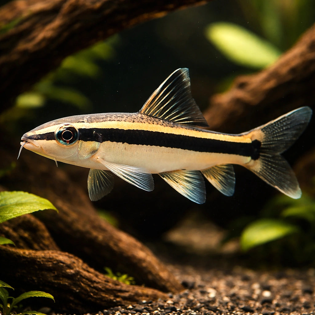 Epalzeorhynchus kallopterus 3, — tropical fish for sale UK — AI hero driftwood view