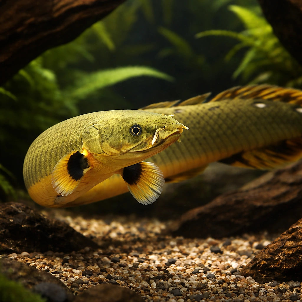 Erpetoichthys Calabaricus — Bichir for sale UK — AI hero driftwood view