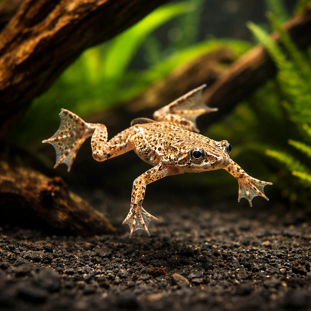 exotic pet UK — FRESH WATER FROG AMPHIBIANS for sale UK — AI hero driftwood view