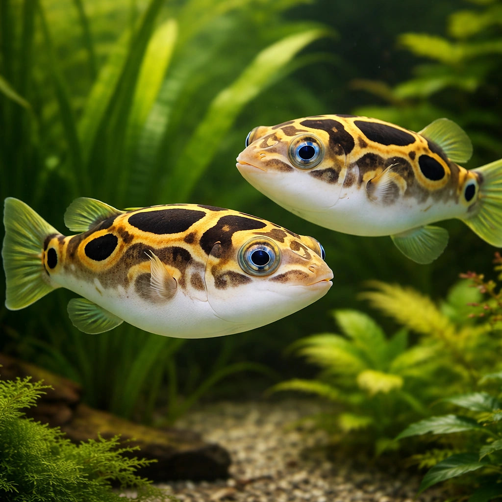 Eyespot pufferfish — tropical fish for sale UK — AI pair planted view