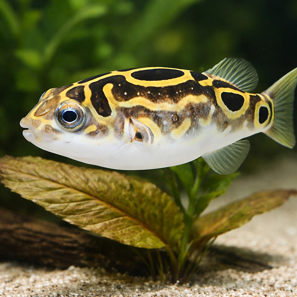 Eyespot pufferfish — tropical fish for sale UK — AI scale plant view