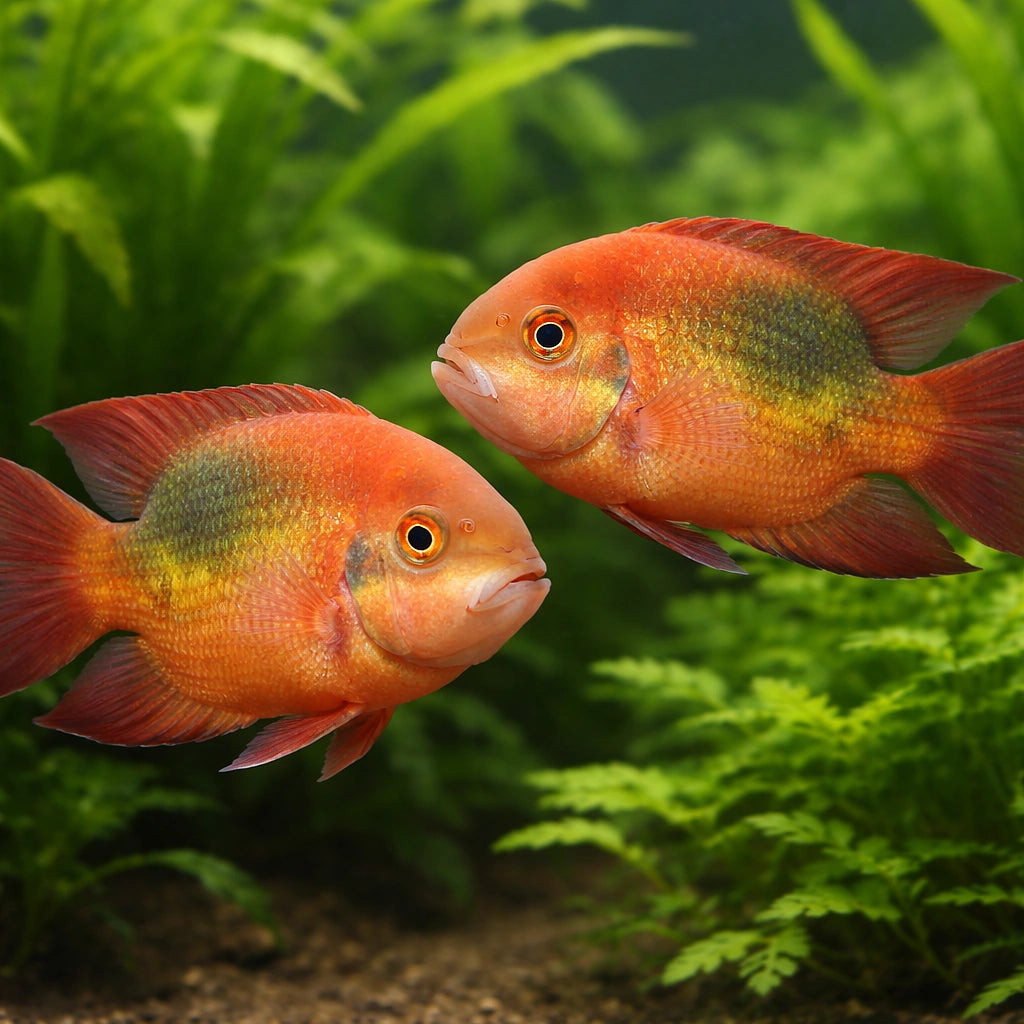 F Cichlid, Smaragd Cichlid, — tropical fish for sale UK — AI pair planted view