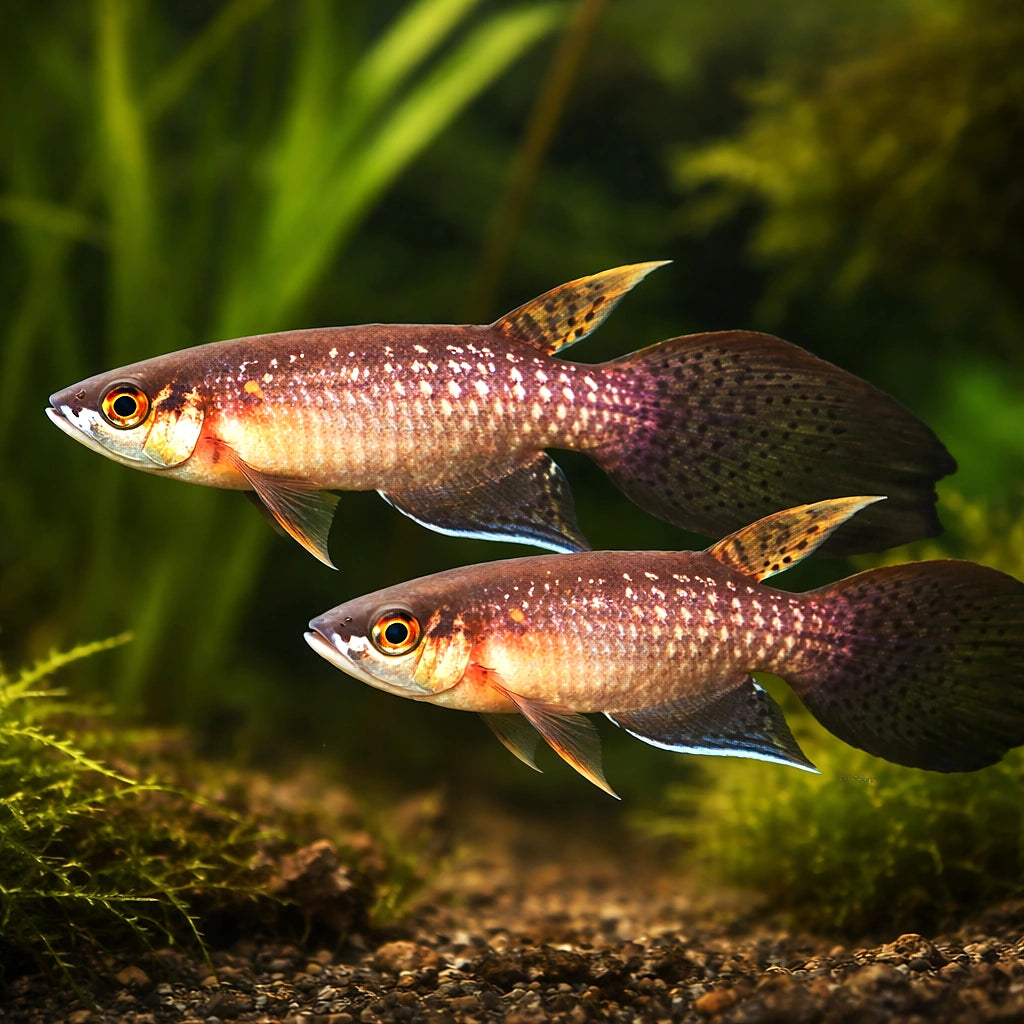 Featherfin Panchax, Common — tropical fish for sale UK — AI pair planted view