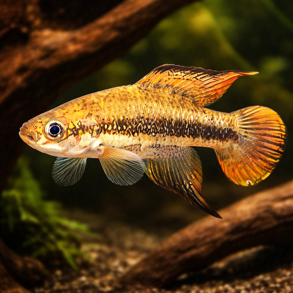 Fighting Gaucho, Black-Band — tropical fish for sale UK — AI hero driftwood view
