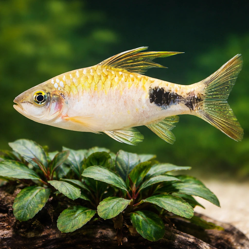 Filament Barb, Black-Spot Barb — tropical fish for sale UK — AI scale plant view