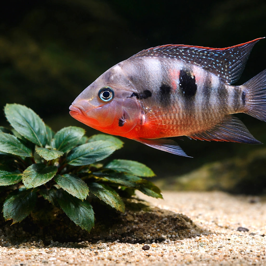 Firemouth Cichlid — tropical fish for sale UK — AI scale plant view