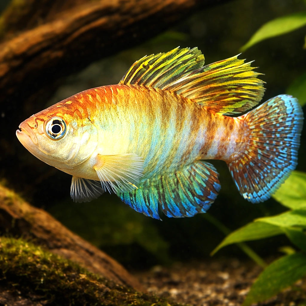 Flameus Pearl Fish — tropical fish for sale UK — AI hero driftwood view